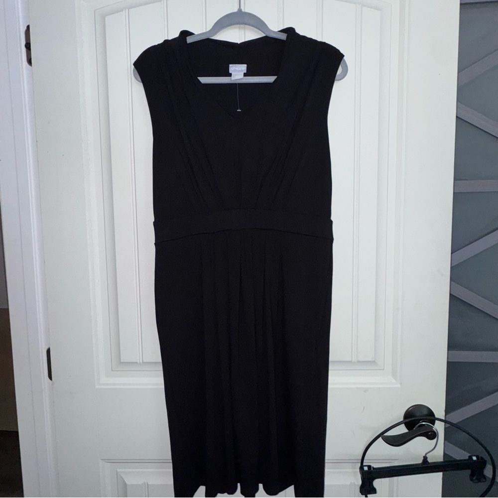 Chico's Black Sleeveless V-Neck Midi Dress NWOT